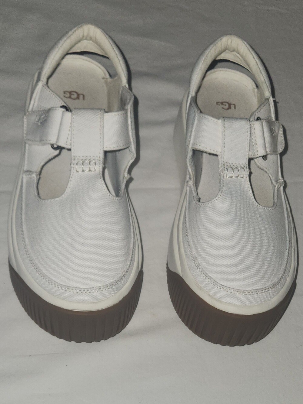 UGG Women's White Canvas T-Strap Sneakers Size 7